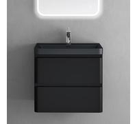 doporro Meuble de Salle de Bain Suspendus Noir Mat 60x42x55 cm Ensemble de 2 Pièces Meuble avec Lavabo Design Lucca