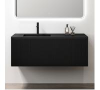 doporro Meuble de Salle de Bains Suspendu 120x50x46 cm avec Lavabo Ensemble de 2 Pièces Vasque et Meuble sous Vasque Noir Mat Santa