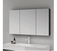 doporro Meuble Murale Salle de Bains avec Miroir Placard de Rangement Réglable Anthracite Mat en Bois 3 Portes 120x15x70 cm