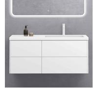 doporro Meuble sous Vasque Blanc Mat et Lavabo de Salle de Bain 120x46x54cm Ensemble de 2 Pièces Meuble avec Lavabo