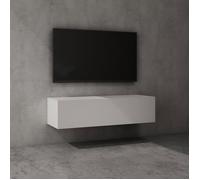 doporro Meuble TV Bas 120 cm Armoire TV Blanc Mat Table de Télévision Salon avec 2 Portes Meuble TV Suspendu MBTV02