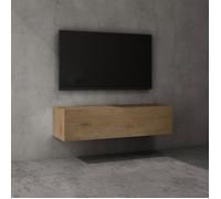 doporro Meuble TV Bas 120x40,2x30cm Armoire TV avec 1 Porte | Table de Télévision Salon, Meuble TV Suspendu, Marron Clair, Panneaux en Bois, Fernsehschrank02