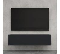 doporro Meuble TV Bas 120cm Armoire TV Gris Noir Mat Table de Télévision Salon avec Porte Meuble TV Suspendu MBTV02