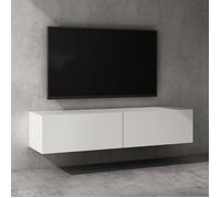 doporro Meuble TV Bas 140x40,2x30cm Armoire TV avec Portes | Table de Télévision Salon, Meuble TV Suspendu, Blanc Mat, Panneaux en Bois, Fernsehschrank02