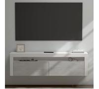 Sogood doporro Meuble TV Bas 160x40x46cm Armoire TV Blanc Mat + Béton Table de Télévision Salon avec 2 Portes Meuble TV Suspendu Fernsehschrank01