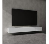 doporro Meuble TV Bas 280 cm Armoire TV Blanc Mat Table de Télévision Salon avec Portes Meuble TV Suspendu MBTV02