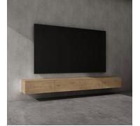 doporro Meuble TV Bas 280 cm Armoire TV Marron Clair Table de Télévision Salon avec Portes Meuble TV Suspendu MBTV02