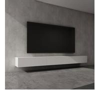 doporro Meuble TV Bas 300 cm Armoire TV Blanc Mat Table de Télévision Salon avec Portes Meuble TV Suspendu MBTV02
