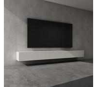 doporro Meuble TV Bas 300x40,2x30cm Armoire TV avec Portes | Table de Télévision Salon, Meuble TV Suspendu, Blanc Mat, Panneaux en Bois, Fernsehschrank02