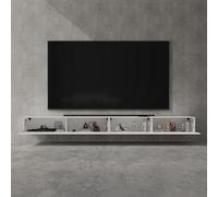 doporro Meuble TV Bas 320x40,2x30cm Armoire TV avec Portes | Table de Télévision Salon, Meuble TV Suspendu, Blanc Mat, Panneaux en Bois, Fernsehschrank02