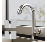 doporro Mitigeur Robinet de Cuisine à Bec Extractible Rotatif 360° Évier en Laiton Chromé Monocommande Eau Chaude ou Froid 41,8 cm MS-8095
