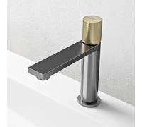 doporro Mitigeur Robinet de Lavabo Salle de Bain en Acier Inoxydable 17,7cm | Gris, Monocommande, Eau Chaude et Froide, Fino-01