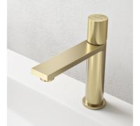 doporro Mitigeur Robinet de Lavabo Salle de Bain en Acier Inoxydable Or Brossé Monocommande Eau Chaude ou Froid 17,7 cm Fino-01