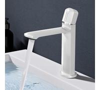 doporro Mitigeur Robinet de Lavabo Salle de Bain en Laiton Blanc 20,9cm | Monocommande, Eau Chaude et Froide, WAO-1190