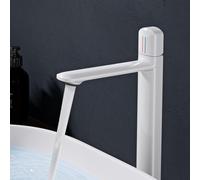 doporro Mitigeur Robinet de Lavabo Salle de Bain en Laiton Blanc Monocommande Eau Chaude ou Froid 31,3 cm WAO-1190H