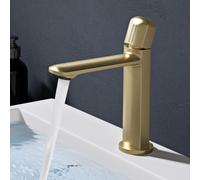 doporro Mitigeur Robinet de Lavabo Salle de Bain en Laiton Doré Monocommande Eau Chaude ou Froid 20,9 cm WAO-1190