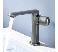 doporro Mitigeur Robinet de Lavabo Salle de Bain en Laiton Gris 17,9cm | Monocommande, Eau Chaude et Froide, WAO-1180