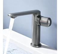 doporro Mitigeur Robinet de Lavabo Salle de Bain en Laiton Gris Monocommande Eau Chaude ou Froid 17,9 cm WAO-1180