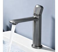 doporro Mitigeur Robinet de Lavabo Salle de Bain en Laiton Gris Monocommande Eau Chaude ou Froid 28,1 cm WAO-1180H