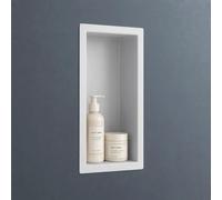 doporro Niche de Douche à Carreler Blanche 15x30cm Étagère Murale à Encastrer en Acier Inoxydable 1 Pièce