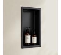 doporro Niche de Douche à Carreler Noir 15x30cm Étagère Murale à Encastrer en Acier Inoxydable 1 Pièce