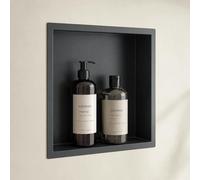 doporro Niche de Douche à Carreler Noir 30x30cm Étagère Murale à Encastrer en Acier Inoxydable 1 Pièce