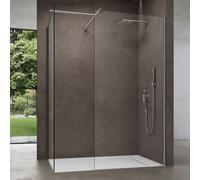 doporro Pare Douche Cabine de Douche 80x120 cm Paroi de Douche avec 2 éléments Fixes en Verre de Sécurité 8mm ESG Transparent Revêtement NANO Bremen01K-T