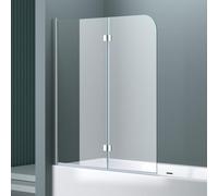 doporro Paroi de Baignoire 120x140cm Pare Baignoire 2 Volets Montage Réversible Verre Trempé Transparent 6mm Cortona1408