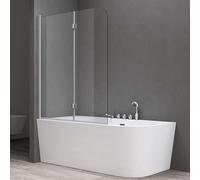 doporro Paroi de Baignoire 120x140cm Pare Baignoire 2 Volets Montage Réversible Verre Trempé Transparent 6mm Cortona1408