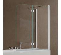 doporro Paroi de Baignoire 70x120x140cm Pare Baignoire Fixe Plus 2 Volets Montage Réversible Verre Trempé Transparent 6mm Cortona113