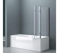 doporro Paroi de Baignoire 70x130x140cm Pare Baignoire Fixe 4 Volets Verre Trempé Transparent 6mm Montage Réversible Cortona116-L