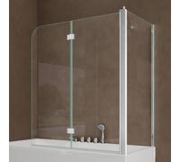 doporro Paroi de Baignoire 75x120x140cm Pare Baignoire Fixe Plus 2 Volets Montage Réversible Verre Trempé Transparent 6mm Cortona113