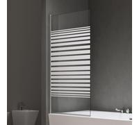 doporro Paroi de Baignoire 80x140 cm Pare Baignoire 1 Volet Verre Trempé Transparent avec Bandes Opaques Montage Réversible Cortona201MS