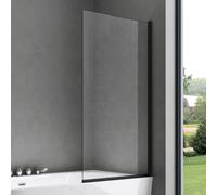 doporro Paroi de Baignoire 80x140 cm Pare Baignoire 1 Volet Verre Trempé Transparent Profilés Noir Montage Réversible Cortona201K