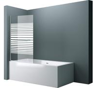 doporro Paroi de Baignoire 95 x 140 cm Pare Baignoire 1 Volet Montage Réversible Verre Trempé 6mm Transparent avec Bandes Opaques Cortona1122