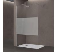 doporro Paroi de douche à l'italienne 80cm avec bande opaque pare-douche Bremen1MS 80x200 verre de sécurité stabilisateur rond