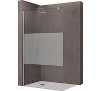 doporro Paroi de Douche à L'italienne 80cm avec Bande Opaque Pare-Douche Bremen2MS 80x200 Verre de Sécurité 10mm Stabilisateur Rond