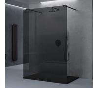 doporro Paroi de Douche à L'italienne Gris Teinté 140 cm Pare-douche Verre de Sécurité 10mm Paroi 138x200cm avec 2 Stabilisateurs Rectangulaires Noir Bremen02VG