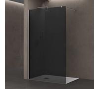 doporro Paroi de Douche Pare-Douche Verre de Securite Gris Teinté 8mm Douche à L'Italienne Barre de Stabilisation Inox Bremen1VG 80x200cm