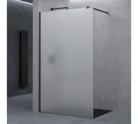 doporro Paroi de Douche à L'italienne Opaque 100cm Pare-Douche Verre de Sécurité 10mm Bremen02VS 100x200cm Profilé Noir Stabilisateur Rectangulaire