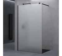 doporro Paroi de Douche à L'italienne Opaque 120cm Pare-Douche Verre de Sécurité 10mm Bremen02VS 120x200cm Profilé Noir Stabilisateur Rond