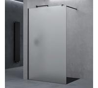 doporro Paroi de Douche à L'italienne Opaque 140cm Pare-Douche Verre de Sécurité 8mm Bremen01VS 140x200cm Profilé Noir Stabilisateur Rectangulaire