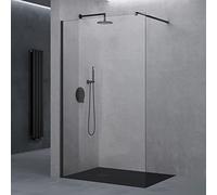 doporro Paroi de Douche à L'italienne Transparent 120cm Pare-Douche Verre de Sécurité 8mm Bremen1K 120x200cm Profilé Noir Stabilisateur en Acier Inoxydable