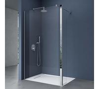 doporro Paroi de Douche à L'italienne Transparent Pare-Douche Verre de Sécurité 8mm Bremen1K-Plus 80x200cm + Partie Latérale 30cm Stabilisateur Rectangulaire