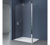 doporro Paroi de douche à l'italienne Transparent pare-douche Bremen2K-Plus 120x200cm + Partie Latérale 30cm verre de sécurité 10mm stabilisateur rond