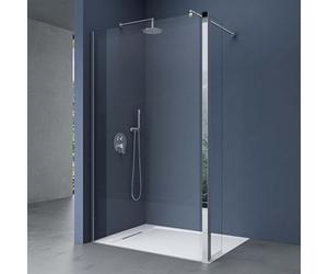doporro Paroi de douche à l'italienne Transparent pare-douche Bremen2K-Plus 140x200cm + Partie Latérale 30cm verre de sécurité 10mm stabilisateur rond