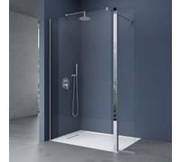 doporro Paroi de douche à l'italienne Transparent pare-douche Bremen2K-Plus 70x200cm + Partie Latérale 30cm verre de sécurité 10mm stabilisateur rond