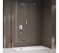 doporro Paroi de Douche à L'italienne Transparent Pare-Douche Verre de Sécurité 8mm Bremen01K-L 70x90cm Cabine de Douche avec Stabilisateur en Acier Inoxydable