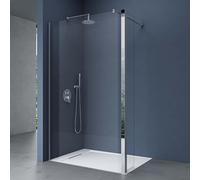 doporro Paroi de Douche à L'italienne Transparent Pare-Douche Verre de Sécurité 8mm Bremen1K-Plus 120x200cm + Partie Latérale 30cm Stabilisateur Rectangulaire