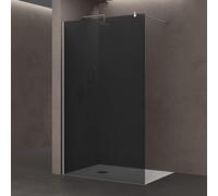 doporro Paroi de Douche Pare-Douche Verre de Securite Gris Teinté 8mm Douche à L'Italienne Barre de Stabilisation Inox Bremen1VG 140x200cm